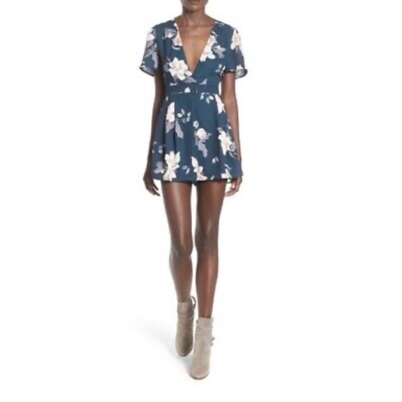ASTR The Label - Teal Multi Floral Romper - Picture 1 of 10